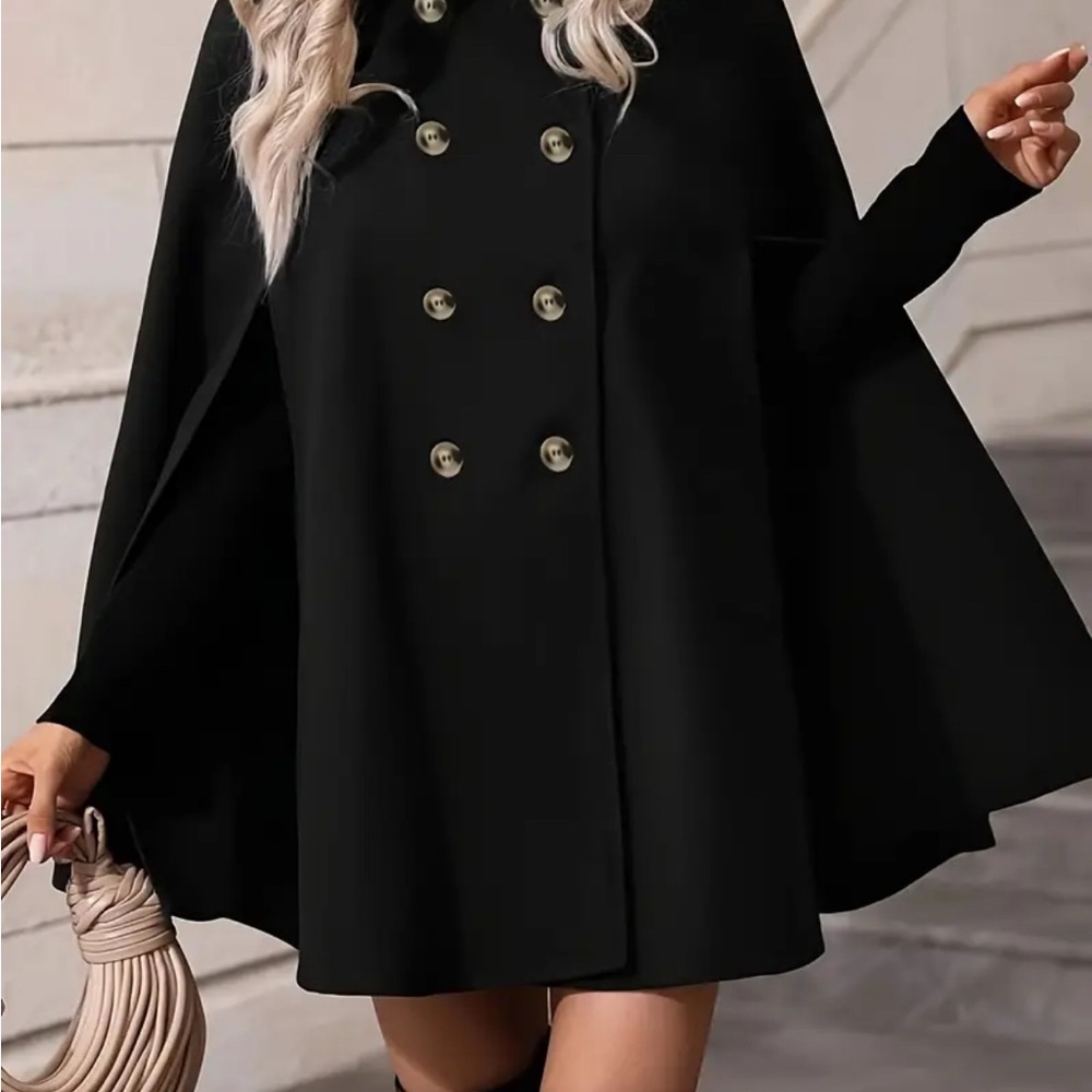 Elegant Black Cape Coat